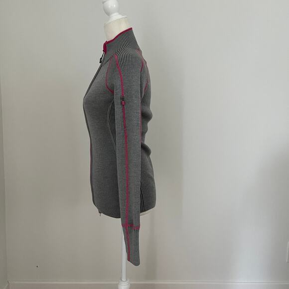 Athleta Women's Giant Slalom Full Zip Sweater Gray Pink Small - Picture 3 of 10